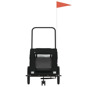 Cykelvagn för djur svart oxfordtyg och järn