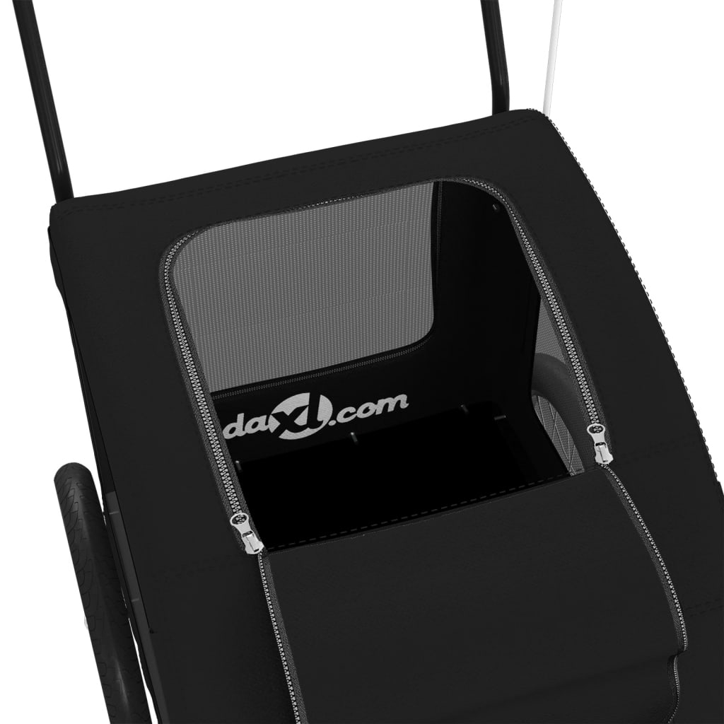 Cykelvagn för djur svart oxfordtyg och järn