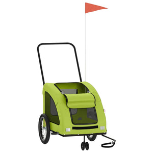 Cykelvagn för djur grön oxfordtyg och järn