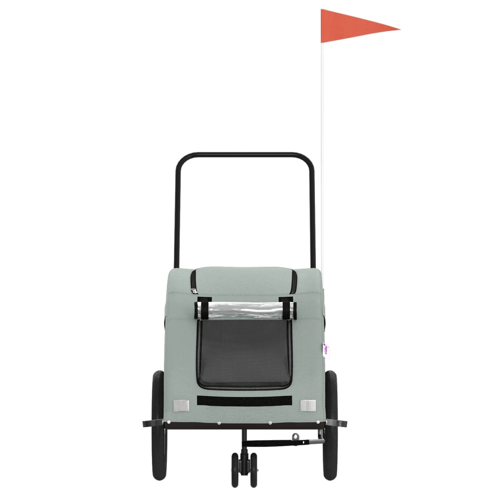 Cykelvagn för djur grå oxfordtyg och järn