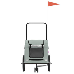 Cykelvagn för djur grå oxfordtyg och järn