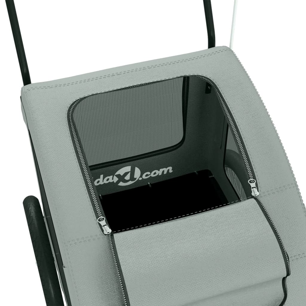 Cykelvagn för djur grå oxfordtyg och järn