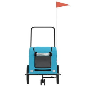 Cykelvagn för djur blå oxfordtyg och järn