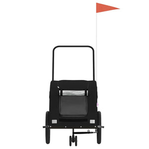 Cykelvagn för djur svart oxfordtyg och järn