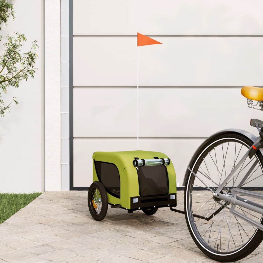 Cykelvagn för djur grön och svart oxfordtyg och järn