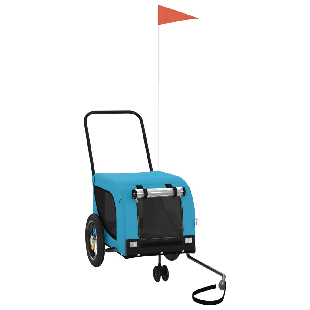 Cykelvagn för djur blå och svart oxfordtyg och järn