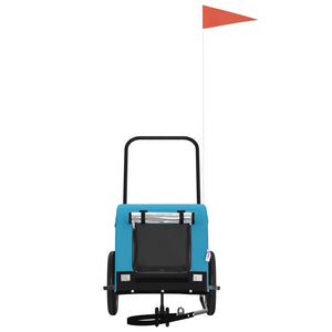 Cykelvagn för djur blå och svart oxfordtyg och järn