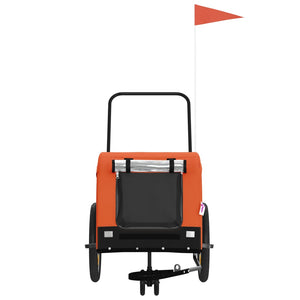 Cykelvagn för djur orange och svart oxfordtyg och järn