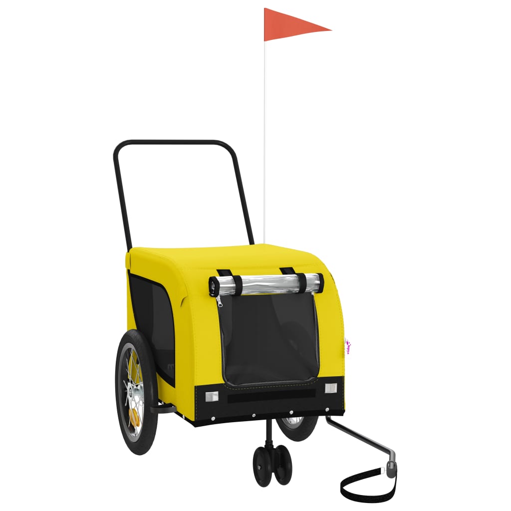 Cykelvagn för djur gul och svart oxfordtyg och järn