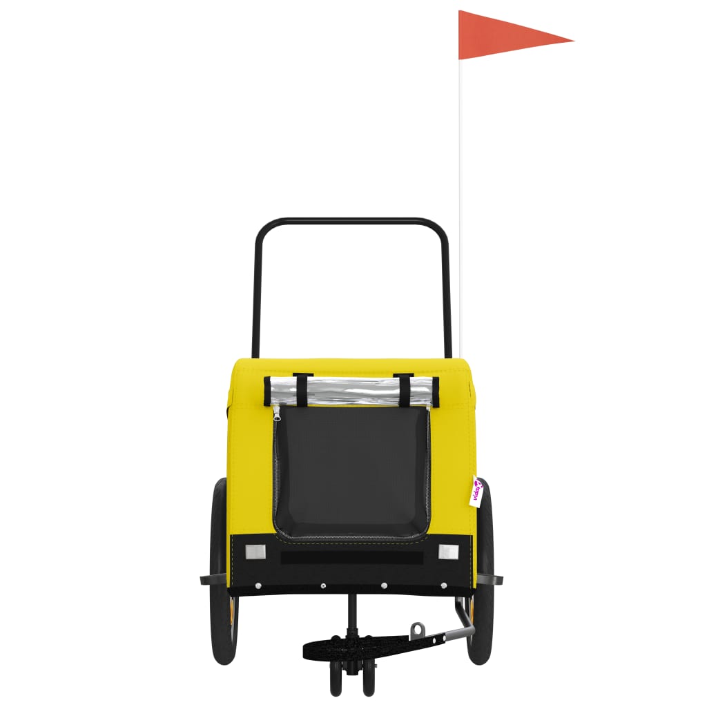 Cykelvagn för djur gul och svart oxfordtyg och järn