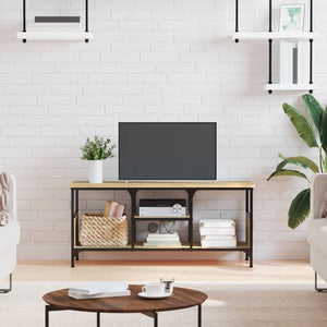 Tv-bänk sonoma-ek 100x35x45 cm konstruerat trä & järn
