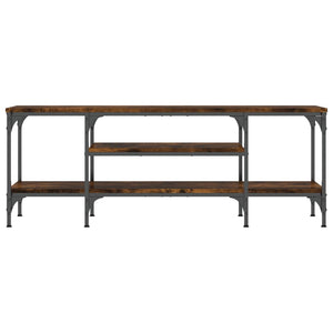 Tv-bänk rökfärgad ek 121x35x45 cm konstruerat trä & järn