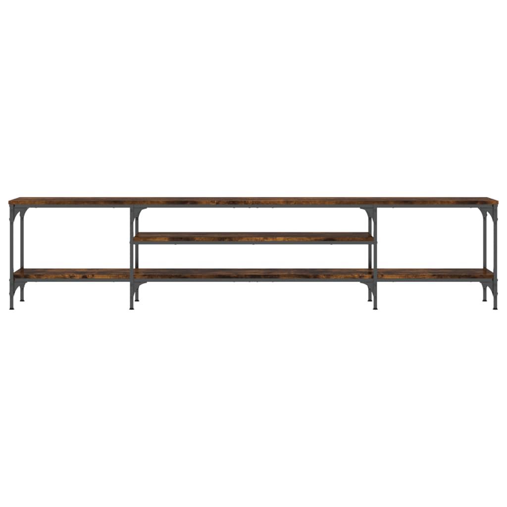 Tv-bänk rökfärgad ek 201x35x45 cm konstruerat trä & järn