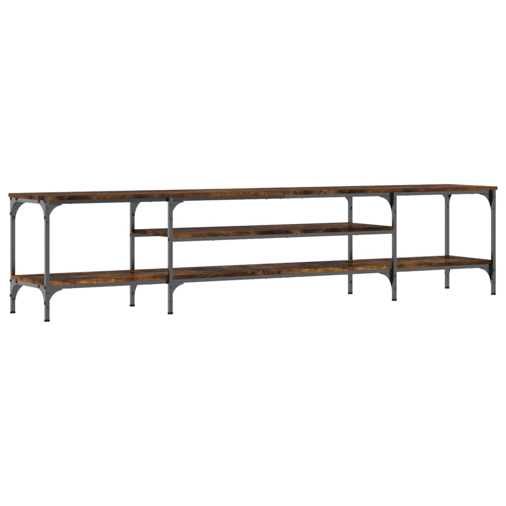 Tv-bänk rökfärgad ek 201x35x45 cm konstruerat trä & järn