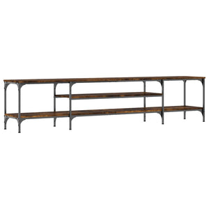 Tv-bänk rökfärgad ek 201x35x45 cm konstruerat trä & järn