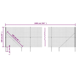 Stängsel med markspett antracit 1,6x10 m