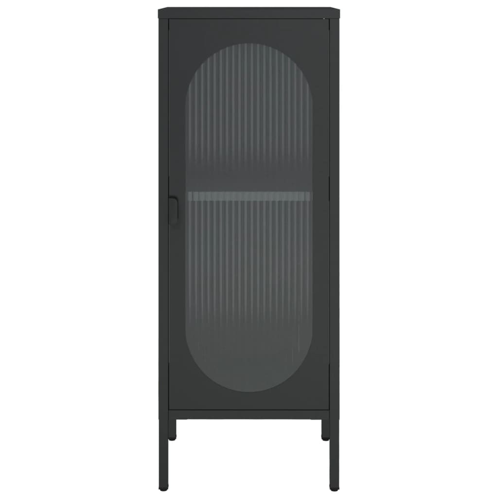 Skåp svart 40x35x105 cm glas och stål