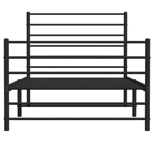 Sängram med huvudgavel och fotgavel svart metall 100x200 cm
