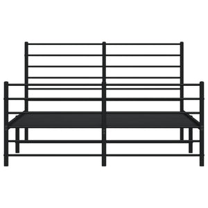 Sängram med huvudgavel och fotgavel svart metall 120x200 cm