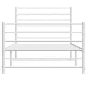 Sängram med huvudgavel och fotgavel vit metall 90x200 cm