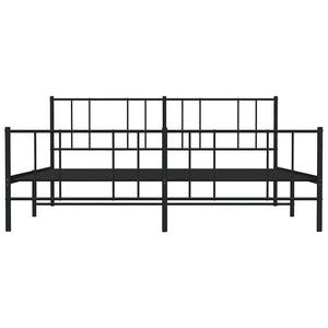 Sängram med huvudgavel och fotgavel svart metall 193x203 cm
