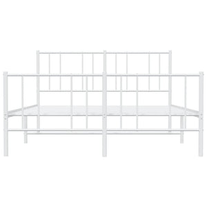 Sängram med huvudgavel och fotgavel vit metall 160x200 cm