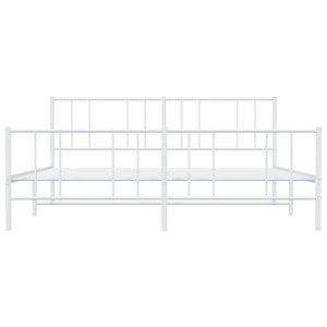 Sängram med huvudgavel och fotgavel vit metall 180x200 cm