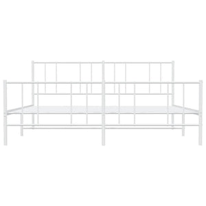 Sängram med huvudgavel och fotgavel vit metall 193x203 cm