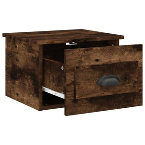 Väggmonterade sängbord rökfärgad ek 41,5x36x28 cm