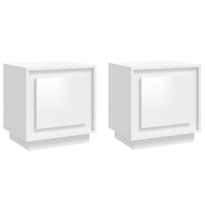 Sängbord 2 st vit högglans 44x35x45 cm konstruerat trä
