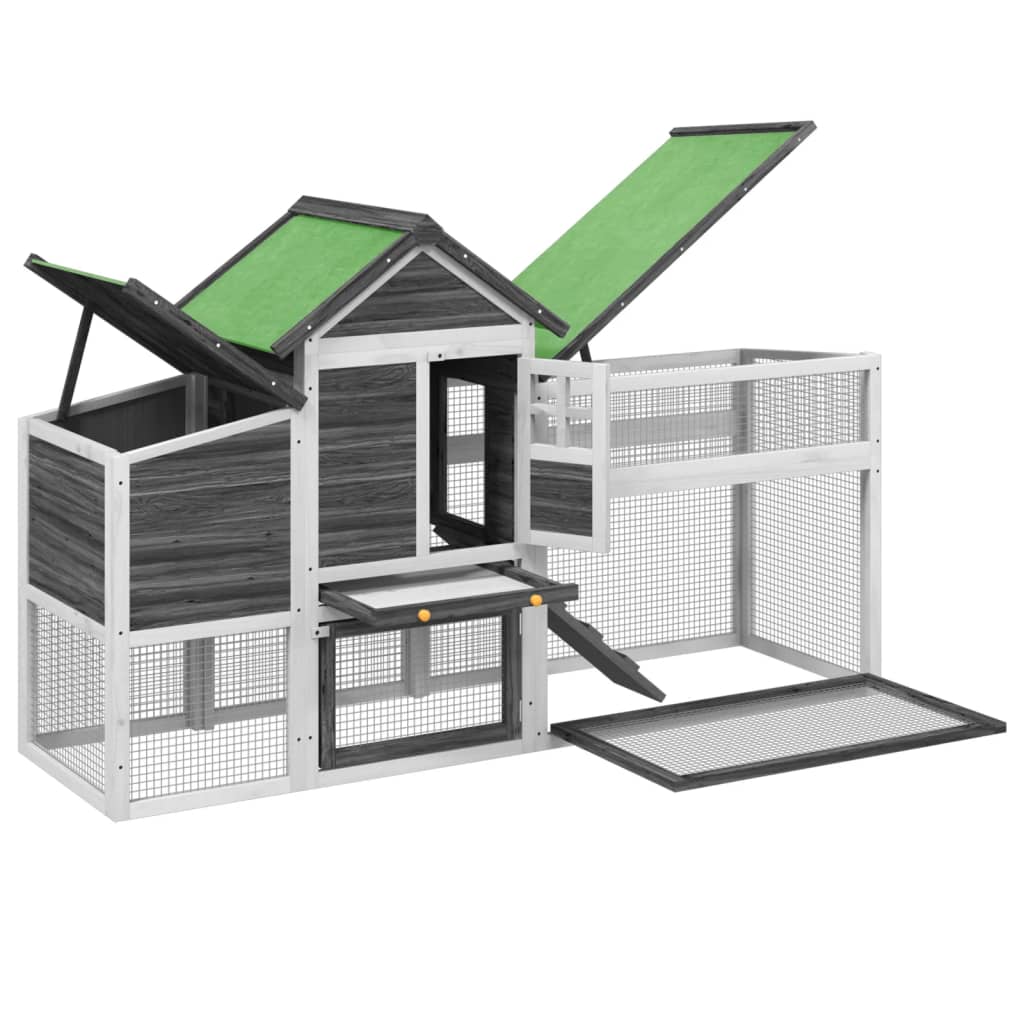 Hönshus grå 186,5x58,5x113 cm massiv furu