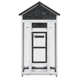 Fågelhus grå 91,5x53x170 cm massiv furu