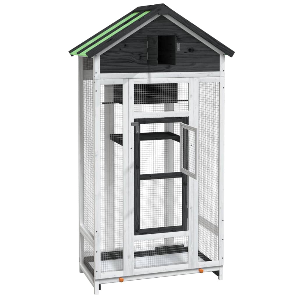 Fågelhus grå 91,5x53x170 cm massiv furu