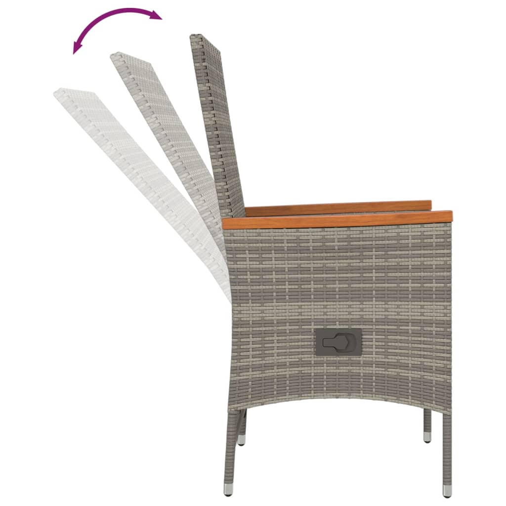 Matgrupp för trädgården med dynor 9 delar grå konstrotting