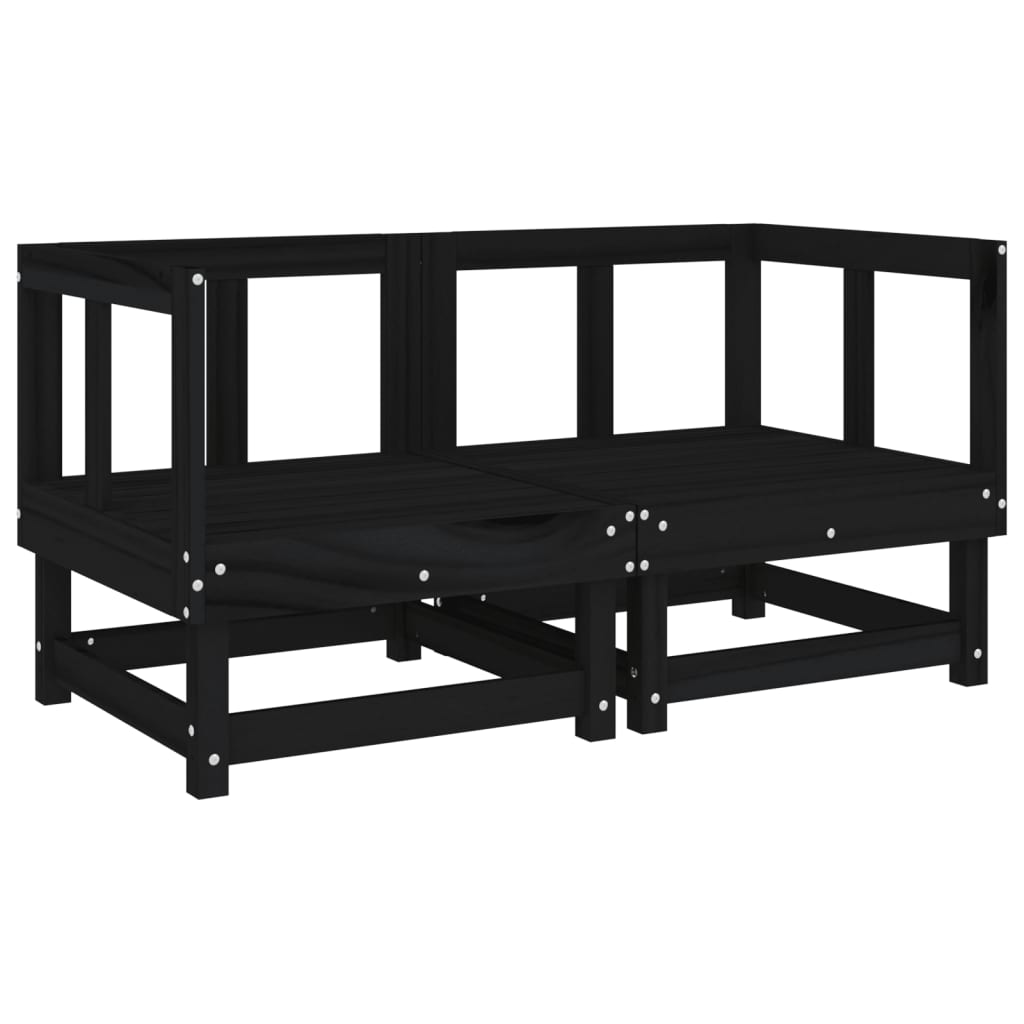 Hörnsoffor med dynor 2 st svart massiv furu