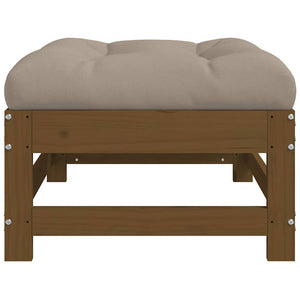 Fotpallar med dynor för trädgården 2 st honungsbrun massiv furu