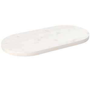 Bordsskiva vit 70x35x2,5 cm oval massiv furu