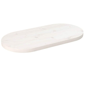 Bordsskiva vit 80x40x2,5 cm oval massiv furu