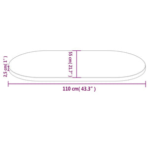 Bordsskiva 110x55x2,5 cm massivt trä furu oval