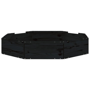 Sandlåda med säten svart oktagon massiv furu