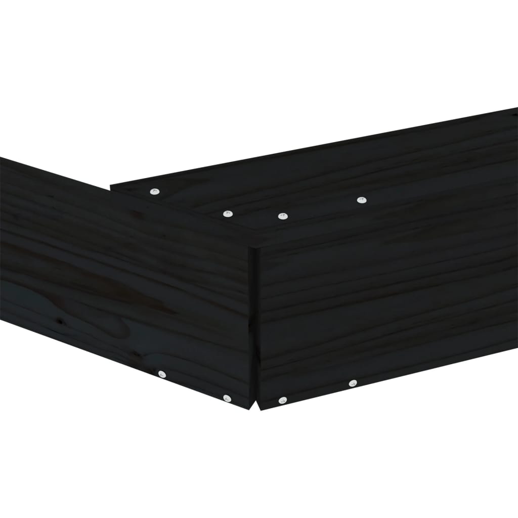 Sandlåda med säten svart oktagon massiv furu