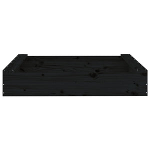 Sandlåda med säten svart fyrkantigt massiv furu