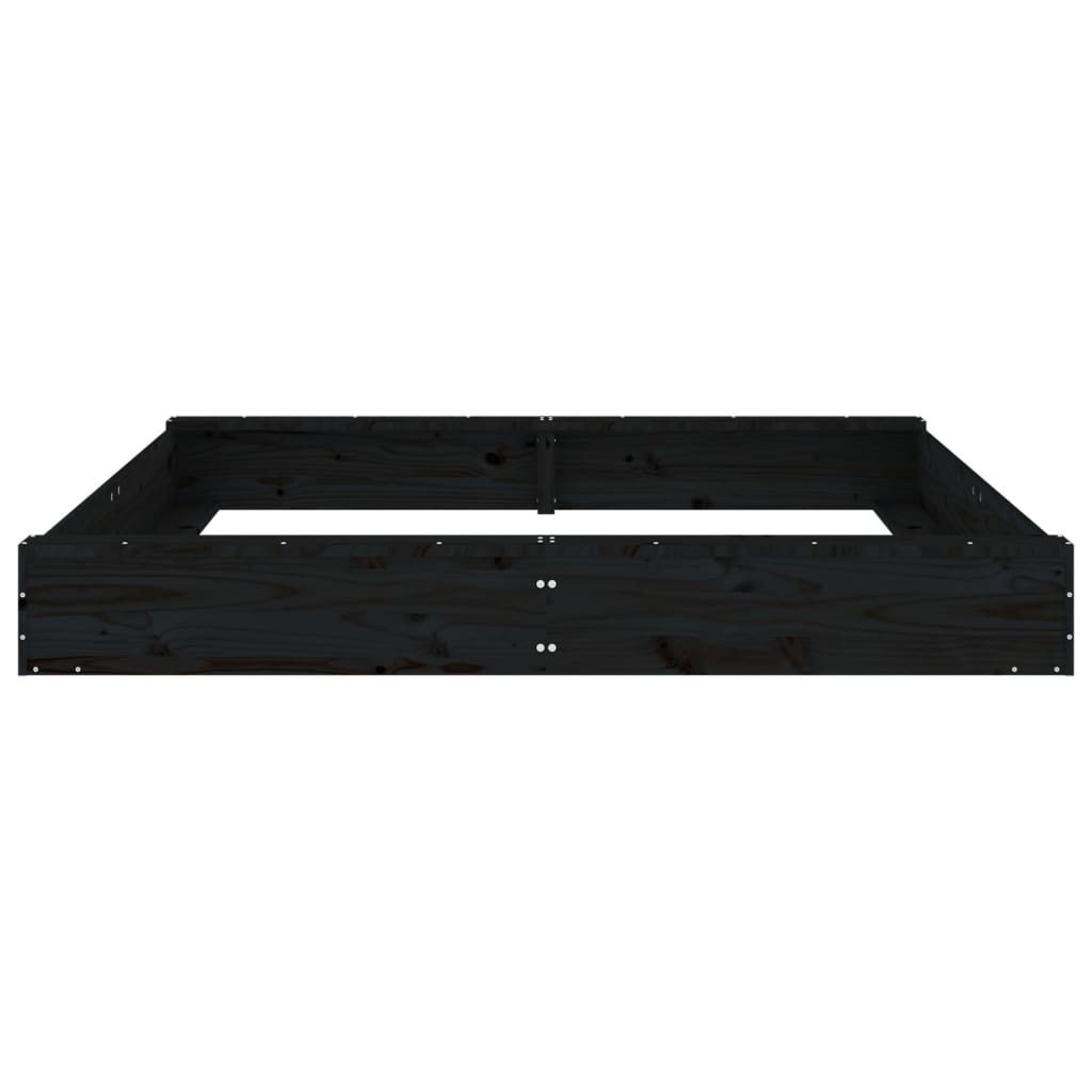 Sandlåda med säten svart fyrkantigt massiv furu