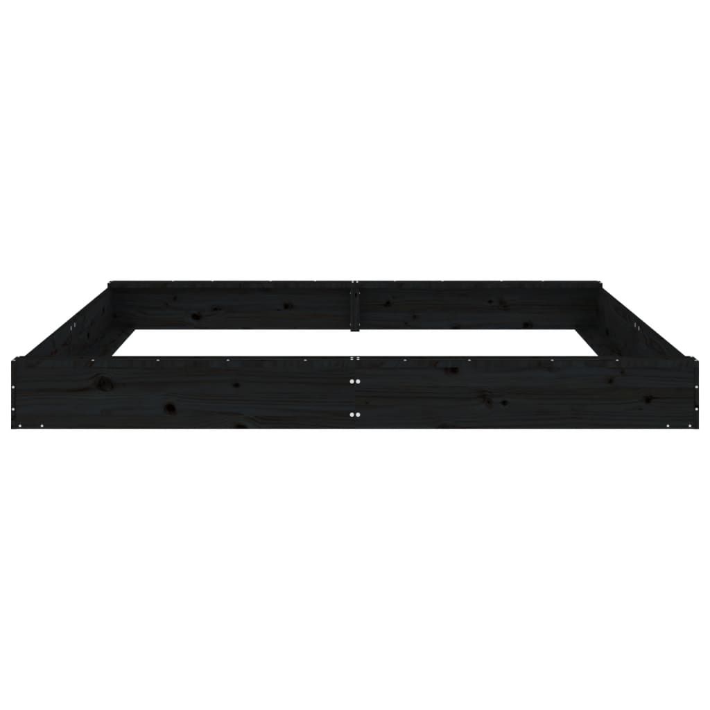 Sandlåda med säten svart fyrkantigt massiv furu