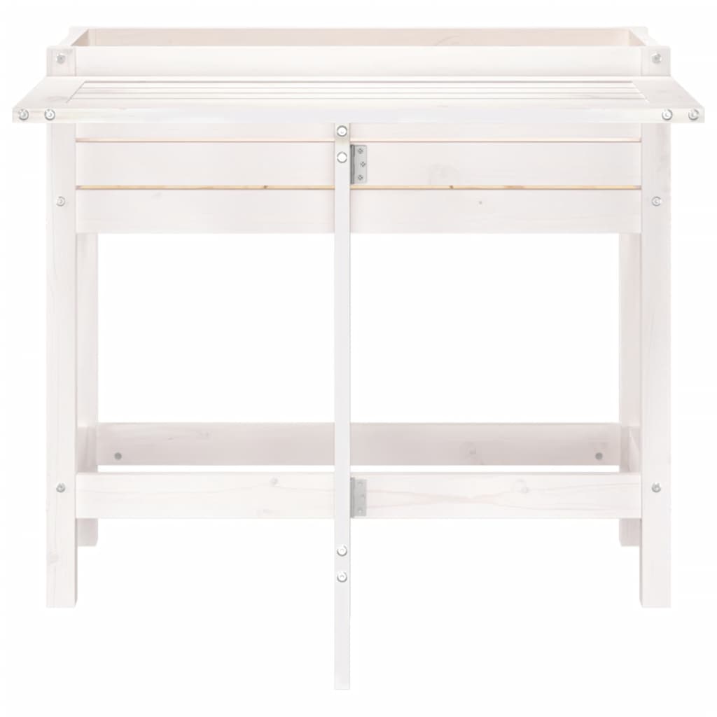 Odlingslåda med hopfällbar ovansida vit massiv furu