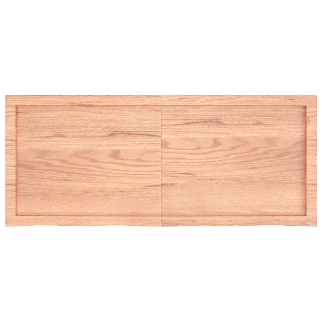Vägghylla ljusbrun 120x50x(2-6) cm behandlad massiv ek