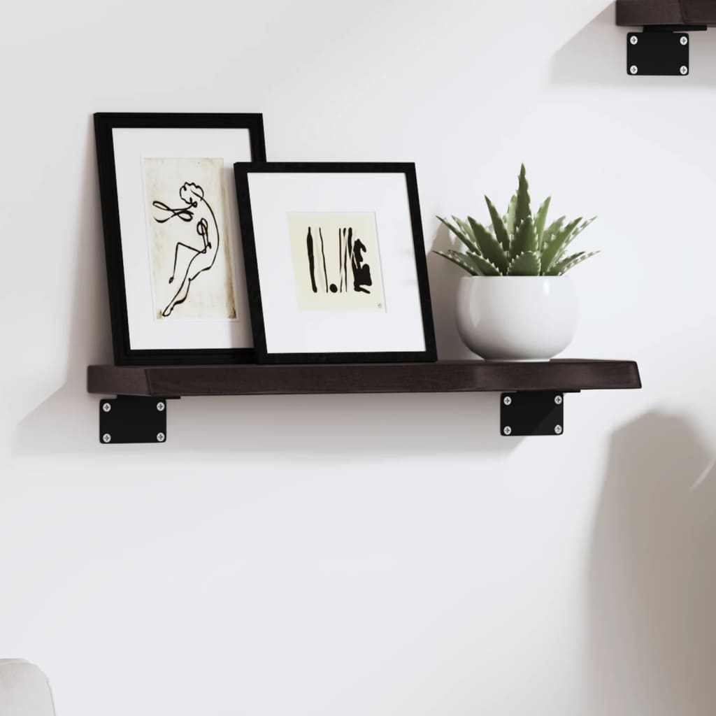 Vägghylla mörkbrun 40x10x2 cm behandlad massiv ek