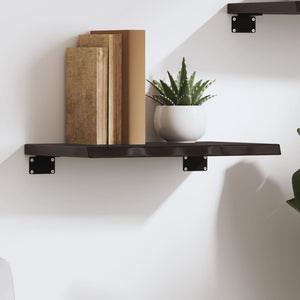 Vägghylla mörkbrun 40x20x2 cm behandlad massiv ek