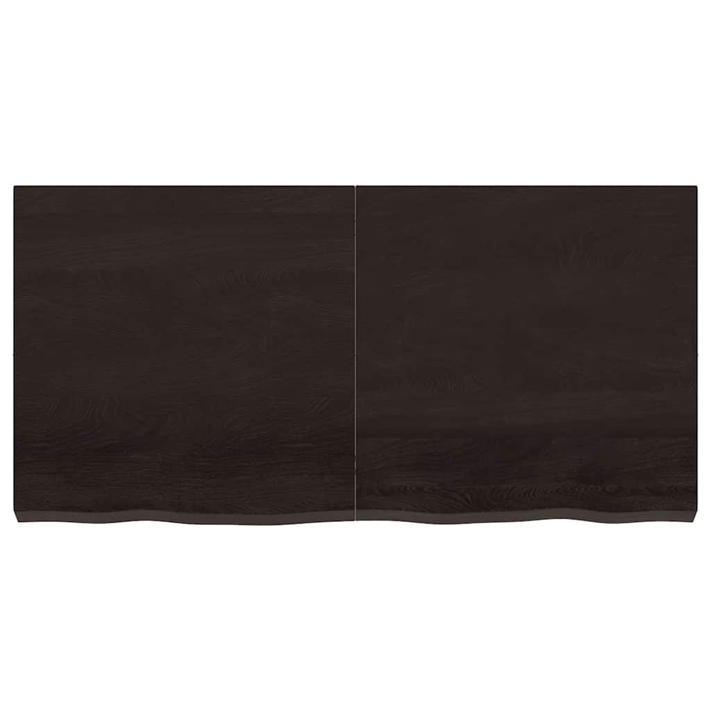 Vägghylla mörkbrun 120x60x(2-6) cm behandlad massiv ek