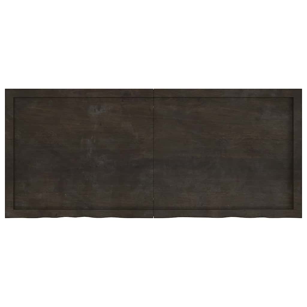 Vägghylla mörkbrun 140x60x(2-4) cm behandlad massiv ek